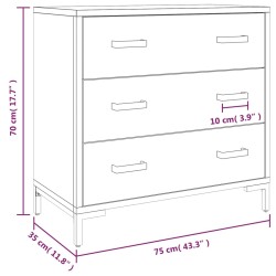 Cassettiera 75x35x70 cm Legno Massello di Pino Riciclato