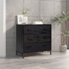 Cassettiera Nero 75x35x70 cm Legno Massello di Pino Riciclato