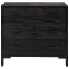 Cassettiera Nero 75x35x70 cm Legno Massello di Pino Riciclato