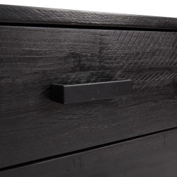 Cassettiera Nero 75x35x70 cm Legno Massello di Pino Riciclato