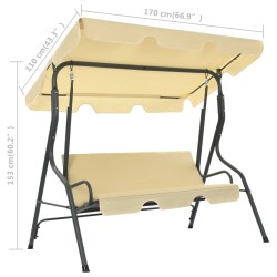 vidaXL Panchina a Dondolo da Giardino Bianco Crema 170x110x153 cm