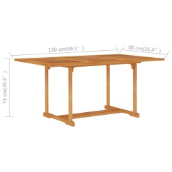 vidaXL Tavolo da Giardino 150x90x75 cm in Legno Massello di Teak