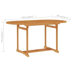 vidaXL Tavolo da Giardino 150x90x75 cm in Legno Massello di Teak