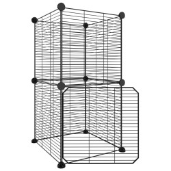 vidaXL Gabbia per Animali 8 Pannelli con Porta Nero 35x35 cm Acciaio