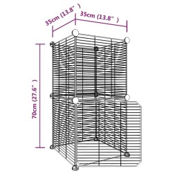 vidaXL Gabbia per Animali 8 Pannelli con Porta Nero 35x35 cm Acciaio