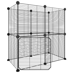 vidaXL Gabbia per Animali 12 Pannelli con Porta Nero 35x35 cm Acciaio