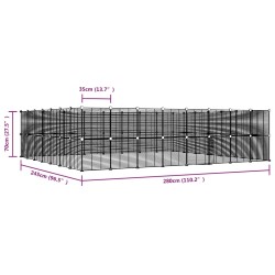 vidaXL Gabbia per Animali 60 Pannelli con Porta Nera 35x35 cm Acciaio