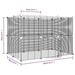 vidaXL Gabbia per Animali 20 Pannelli con Porta Nera 35x35 cm Acciaio