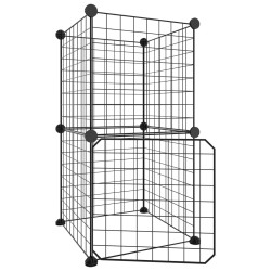 vidaXL Gabbia per Animali 8 Pannelli con Porta Nero 35x35 cm Acciaio