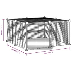 vidaXL Gabbia per Animali 12 Pannelli con Porta Nero 35x35 cm Acciaio