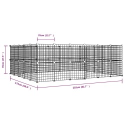 vidaXL Gabbia per Animali 44 Pannelli con Porta Nera 35x35 cm Acciaio