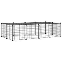 vidaXL Gabbia per Animali 20 Pannelli con Porta Nera 35x35 cm Acciaio