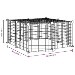 vidaXL Gabbia per Animali 12 Pannelli con Porta Nero 35x35 cm Acciaio