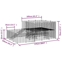 vidaXL Gabbia per Animali 44 Pannelli con Porta Nera 35x35 cm Acciaio