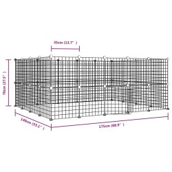 vidaXL Gabbia per Animali 36 Pannelli con Porta Nera 35x35 cm Acciaio