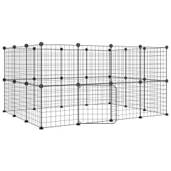 vidaXL Gabbia per Animali 28 Pannelli con Porta Nero 35x35 cm Acciaio