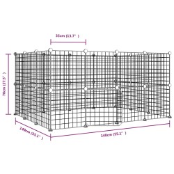 vidaXL Gabbia per Animali 28 Pannelli con Porta Nero 35x35 cm Acciaio