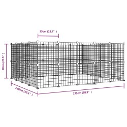 vidaXL Gabbia per Animali 52 Pannelli con Porta Nero 35x35 cm Acciaio