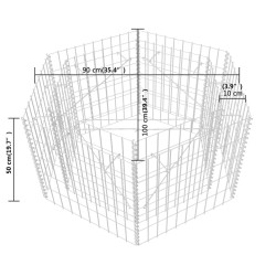 vidaXL Gabbione Letto Rialzato da Giardino Esagonale 100x90x50 cm