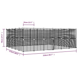 vidaXL Gabbia per Animali 44 Pannelli con Porta Nera 35x35 cm Acciaio