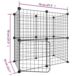 vidaXL Gabbia per Animali 12 Pannelli con Porta Nero 35x35 cm Acciaio