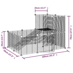 vidaXL Gabbia per Animali 20 Pannelli con Porta Nera 35x35 cm Acciaio