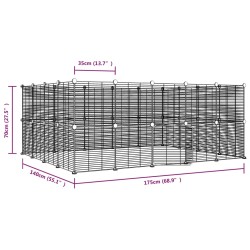 vidaXL Gabbia per Animali 36 Pannelli con Porta Nera 35x35 cm Acciaio