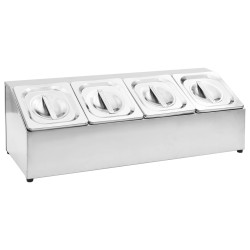 vidaXL Supporto Gastronorm con 4 Contenitori GN 1/6 in Acciaio Inox 