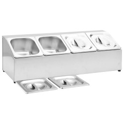 vidaXL Supporto Gastronorm con 4 Contenitori GN 1/6 in Acciaio Inox 