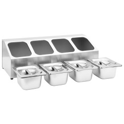 vidaXL Supporto Gastronorm con 4 Contenitori GN 1/6 in Acciaio Inox 