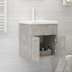 Mobile Bagno con Lavabo Integrato Grigio Cemento in Truciolato