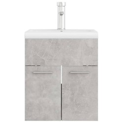 Mobile Bagno con Lavabo Integrato Grigio Cemento in Truciolato