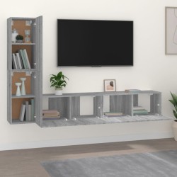 vidaXL Set di Mobili Porta TV 4 pz Grigio Sonoma in Legno ingegnerizzato