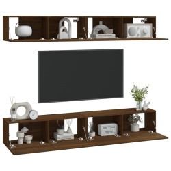 vidaXL Mobili Porta TV a Parete 4 pz Rovere Marrone 100x30x30 cm