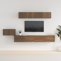 vidaXL Set Mobili Porta TV 5 pz Rovere Marrone in Legno ingegnerizzato