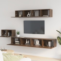 vidaXL Set Mobili Porta TV 5 pz Rovere Marrone in Legno ingegnerizzato