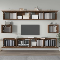 vidaXL Set Mobili Porta TV 6 pz Rovere Marrone in Legno ingegnerizzato