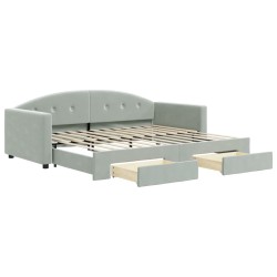 vidaXL Divano Letto Estraibile Cassetti Grigio Chiaro 90x200cm Velluto