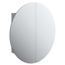 Armadio da Bagno con Specchio Rotondo e LED Grigio 54x54x17,5cm