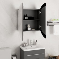 Armadio da Bagno con Specchio Rotondo e LED Grigio 54x54x17,5cm