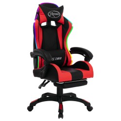 vidaXL Sedia da Gaming con Luci a LED RGB Rossa e Nera in Similpelle