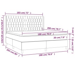 vidaXL Giroletto a Molle con Materasso Tortora 180x200 cm in Tessuto